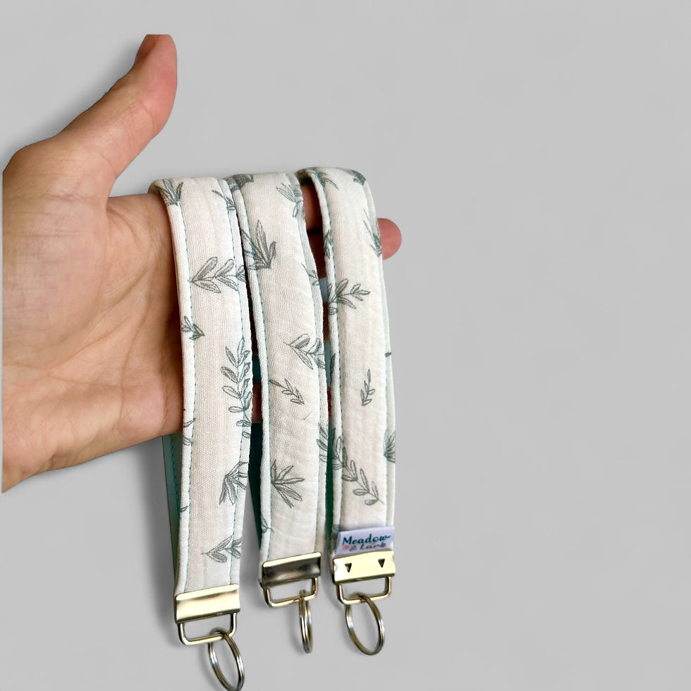 Thumbnail: Teal Leaves Key Fob Wristlet Keychain - Handsewn Fabric Wristlet for Keys