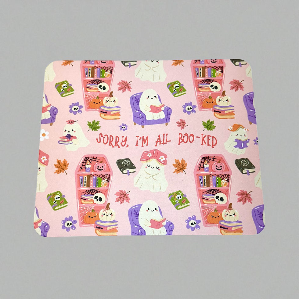 Thumbnail: Sorry I'm All Boo-ked Gift Set - Halloween Pouch, Bookmark, Keychain, Mouse Pad