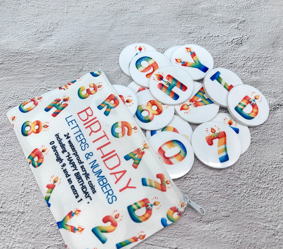 Birthday Letters & Numbers Acrylic Coins - Waterproof Toys, Kids Party, Decor