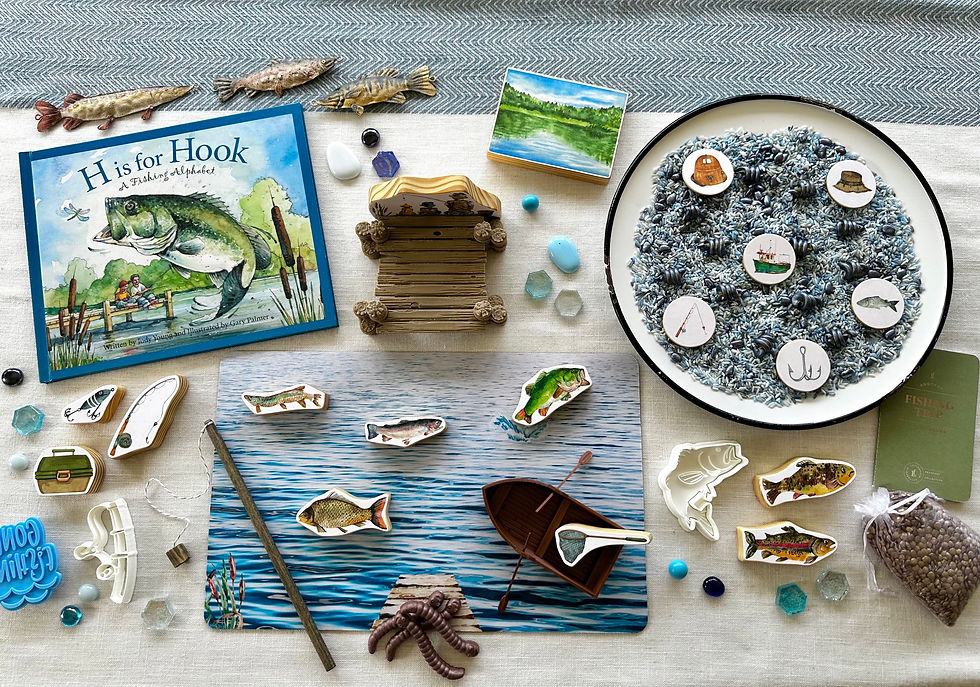 Thumbnail: Lake Water Play Mat - Background for Blocks, Ripples, Fishing Pier, Cattails