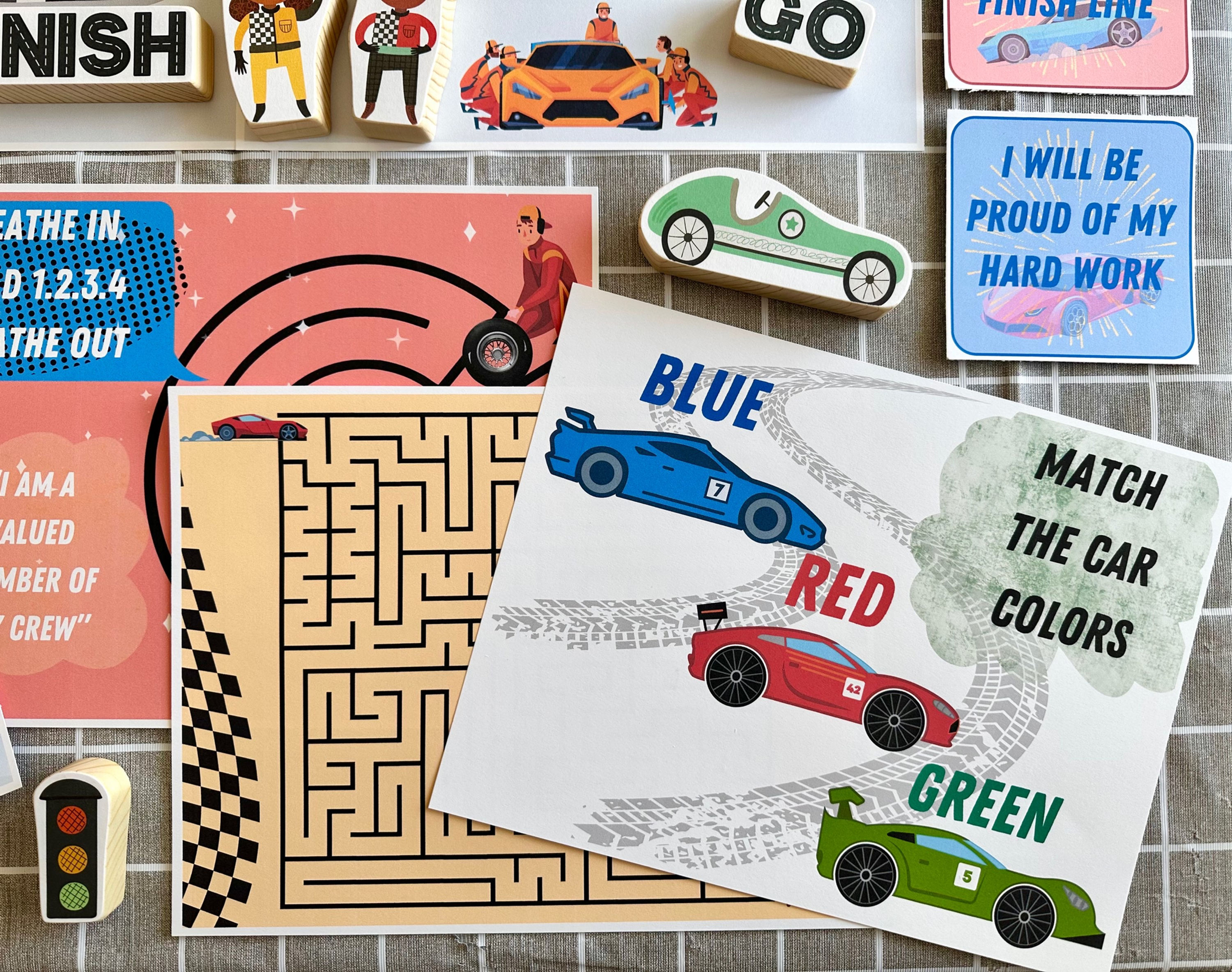 Racecar Printable Activity Pack - Digital Download - Collab with Wonder&WhimsyCo