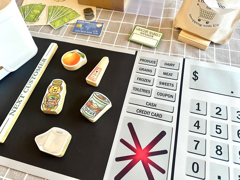 Thumbnail: Grocery Store Checkout Play Mat, Market Dramatic Play, Cash Register, Scanner