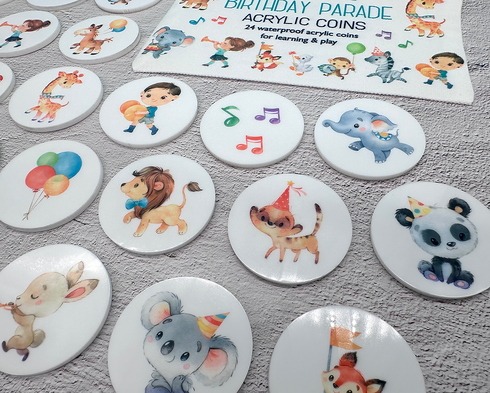 Thumbnail: Birthday Parade Acrylic Coins - Waterproof, Kids Party, Toys for Children, Decor