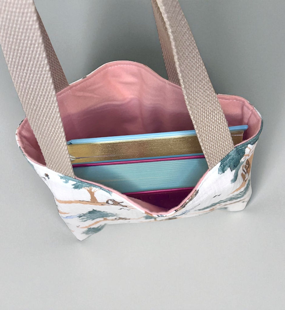 Thumbnail: Neutral Woodland Children's Tote Bag - Library Book Bag for Kids, Purse, Forest