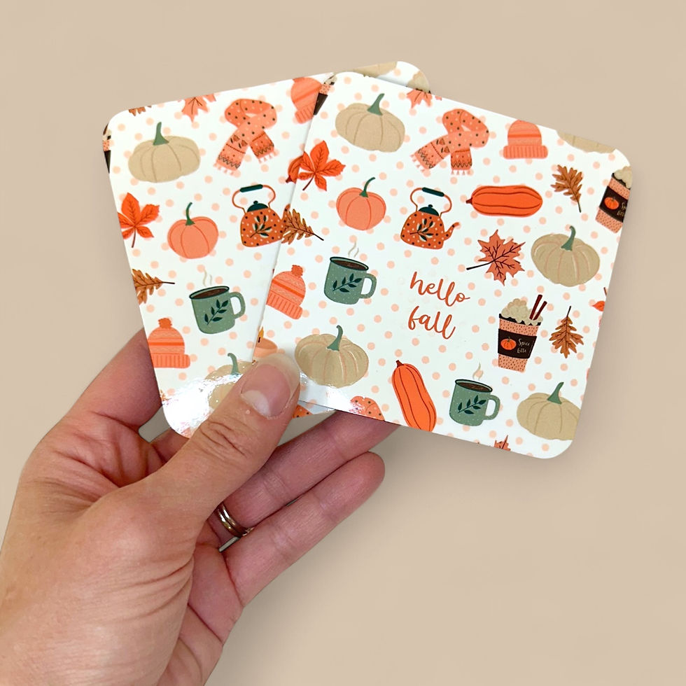 Hello Fall Coasters, Drink Coaster, Autumn, Cozy, Pumpkins, Leaves