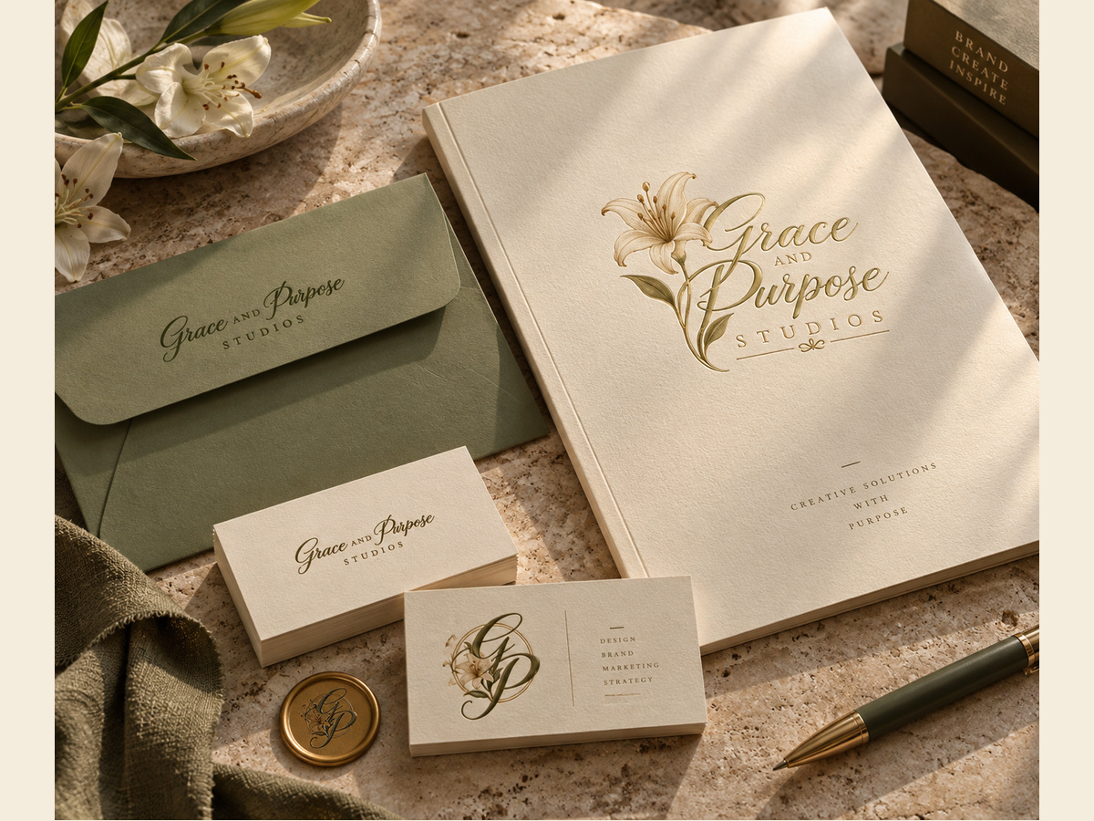 Grace & Purpose Studios stationery mockup