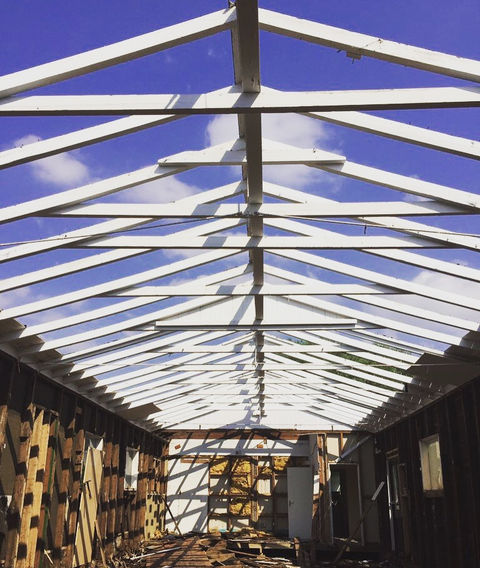 Mendlesham Scout Hut with exposed roof trusses