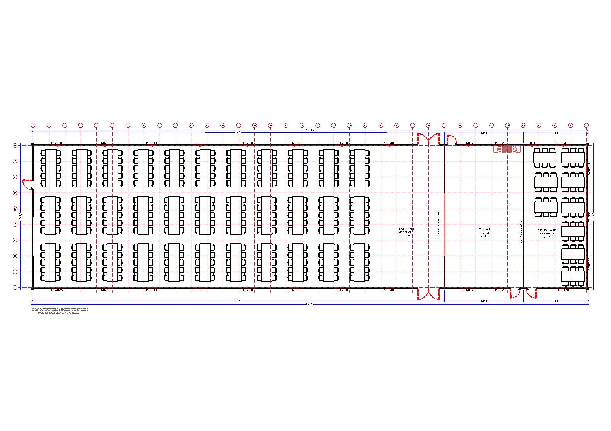 507 m² Prefabrik Yemekhane