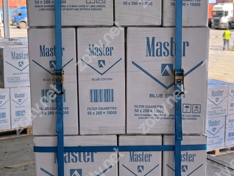 Wholesale stock of Master cigarettes in a warehouse, ready for international distribution by Zotty LTD