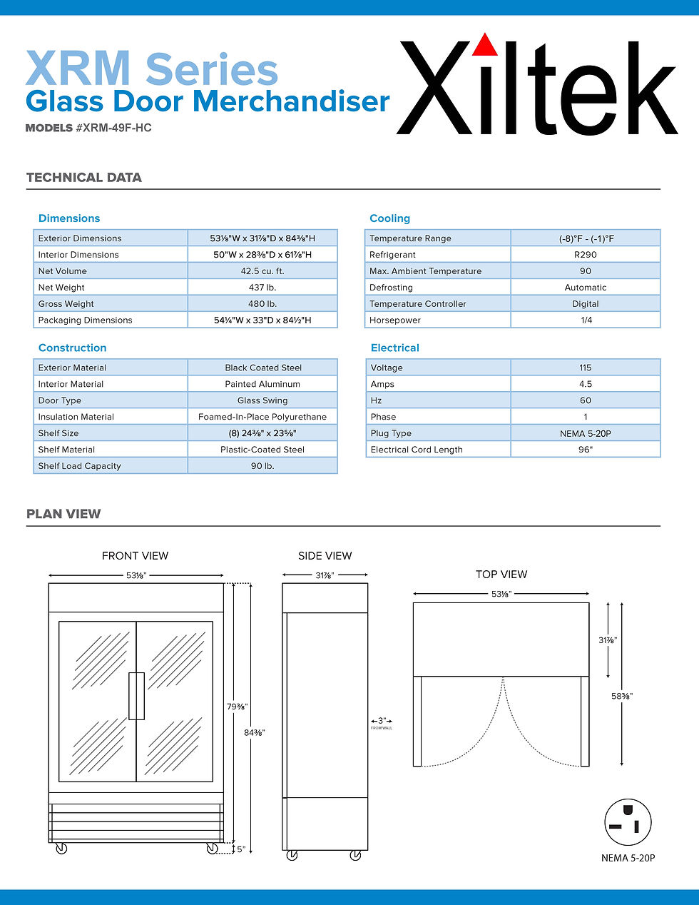 Thumbnail: 53" Double Swing Glass Door Merchandiser Freezer