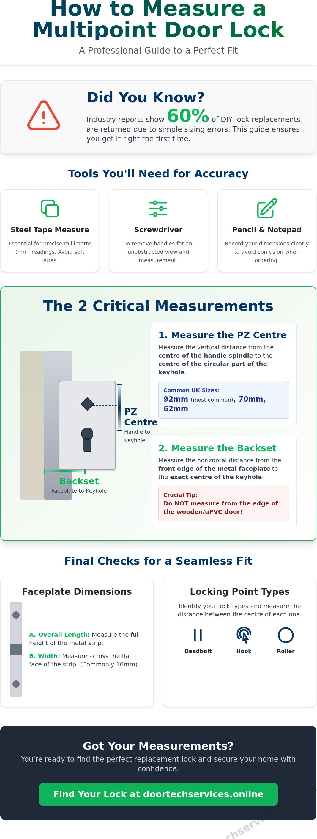 How to measure a multipoint door lock
