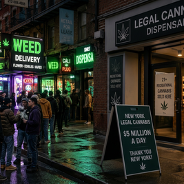 NEW YORK, NY — New York’s legal cannabis market is celebrating a major milestone after licensed dispensaries reportedly surpassed $5 million in daily sales. That would be great news if the illicit market wasn’t allegedly doing closer to $50 million per day. Which means New York’s legal cannabis industry is celebrating a full day of sales that the black market reportedly handles in about 2.4 hours.