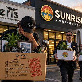 MISSOURI — In another inspiring example of the cannabis industry's unwavering commitment to putting people first, Agri-Genesis has reportedly celebrated its acquisition of Verts by introducing an exciting new employee benefits program called Go Fuck Yourself. The program, which management has not actually given that name, allows employees to experience the thrill of losing their accumulated paid time off while simultaneously enjoying the privilege of continuing to work at the exact same dispensary.