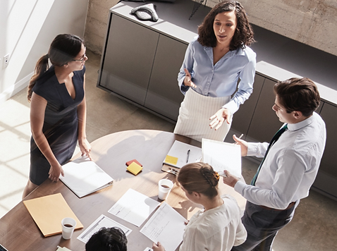 Colleagues in a meeting at a table