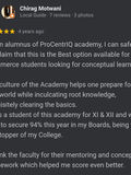 Reviews of student for procentriq academy 