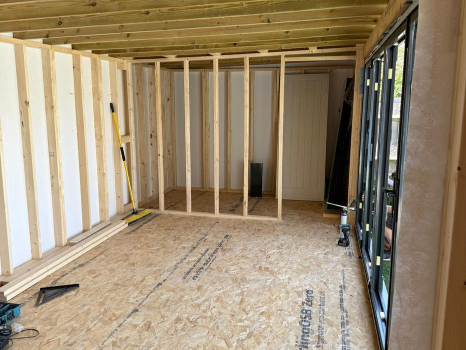 Interior of garden room before insulation and plasterboard installation