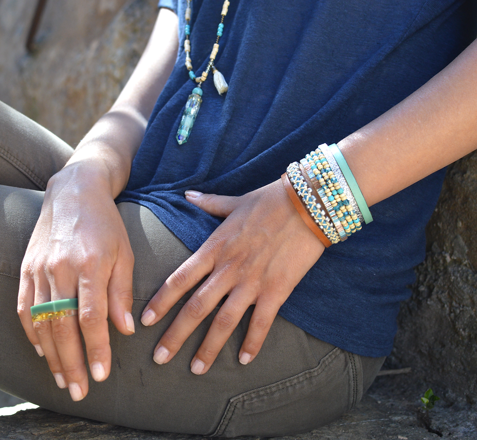 Miniature : Bracelet multirangs blue lagon