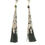 Miniature : Boucles d'oreilles ethnique pom-pom cône argent & kaki