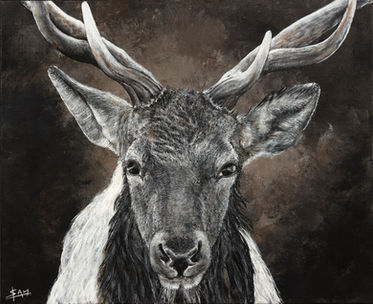 Cerf, Deer, Ouvre d'art, pièce unique, peinture acrylique, acrylic painting, animaux faune sauvage, animals, Samantha NICOLAS, SAM, Artiste Peintre Animalier ultra contemporain, Jeune Artiste, Réalisme, Figuratif, Nature, Regard saisissant, Artiste francaise, Hautes Alpes, PACA.