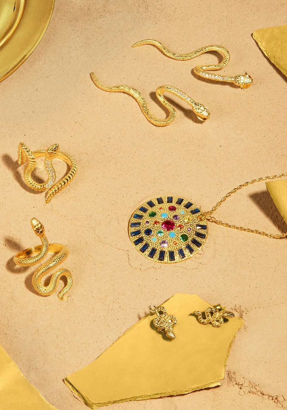 Thumbnail: Coiled Snake Stud Earrings Gold