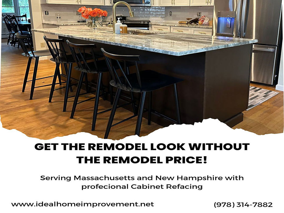 Achieve a stylish kitchen with affordable cabinet refacing by Ideal Home Improvement in MA and NH, no remodel needed.