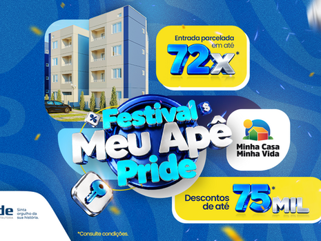 Imagem de divulgação do Festival Meu Apê Pride, evento da Pride Construtora em Curitiba voltado à compra da casa própria.