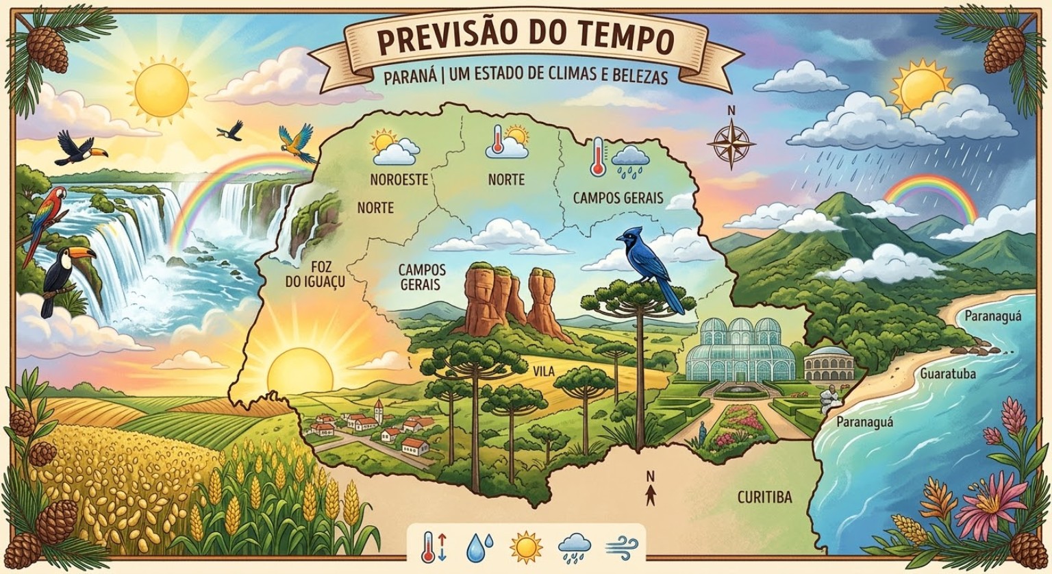 Previsão do tempo para Curitiba e Paraná hoje, 12 de outubro de 2026