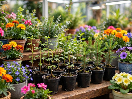 Flores e mudas expostas na Feira de Mudas e Expoflor de Dois Vizinhos