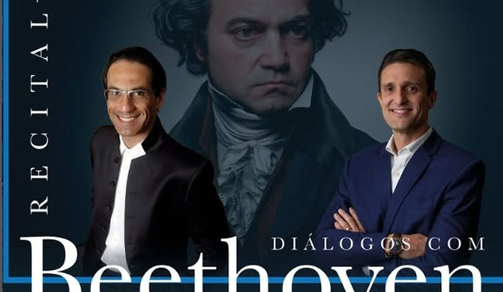 Recital Diálogos com Beethoven no Teatro Guaíra reúne o pianista Alvaro Siviero e o filósofo Victor Sales Pinheiro em Curitiba.