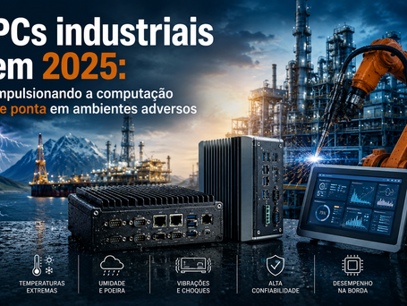 Equipamento de PC industrial em ambiente de fábrica com sistemas automatizados e tecnologia avançada