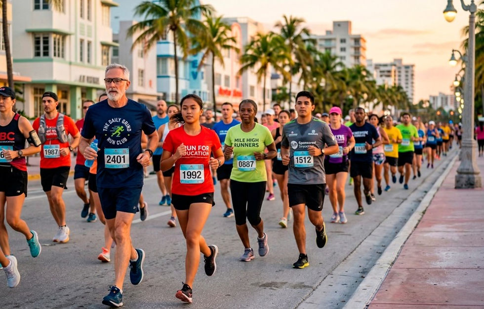 Corredores participam da Meia Maratona de Guaratuba, evento esportivo no litoral do Paraná com provas de 5 km, 10 km e 21 km.