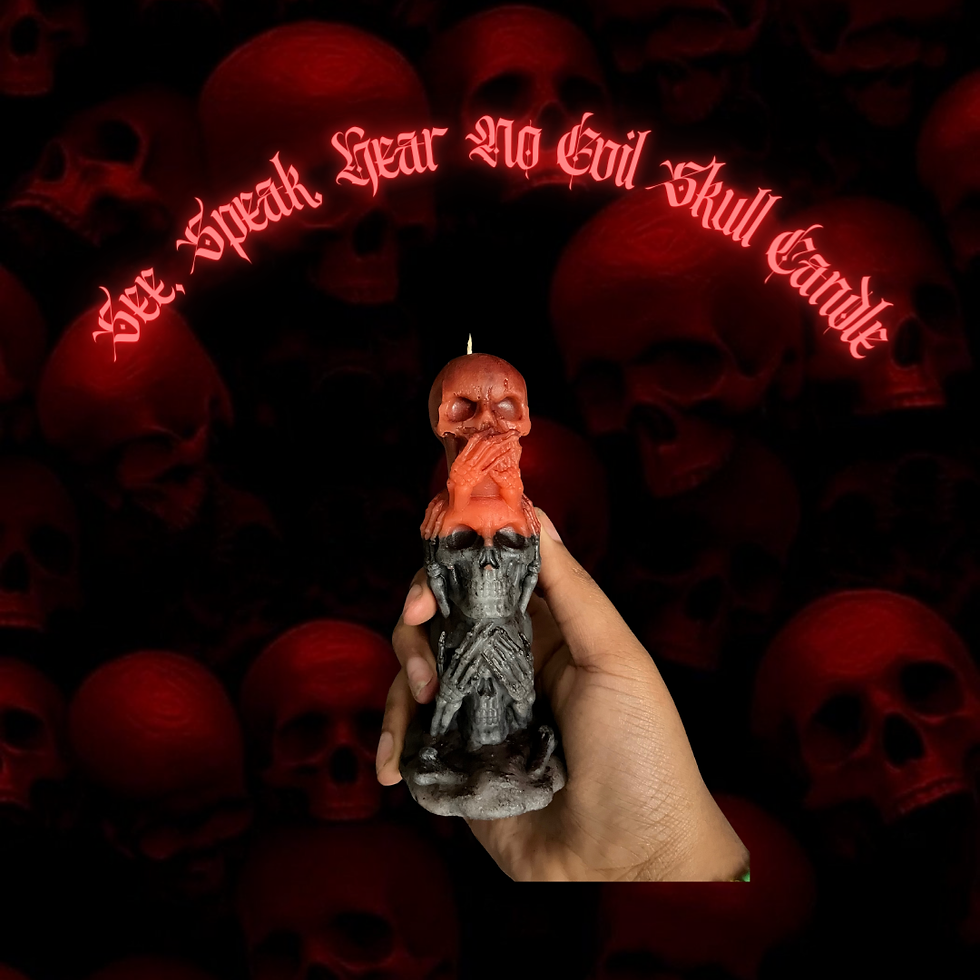 See, Speak, Hear No Evil Skull Candle