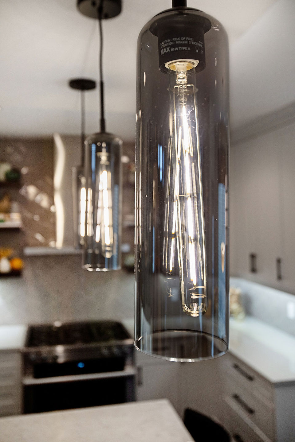 modern smoked glass pendant