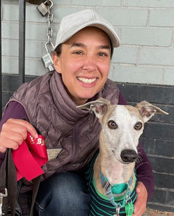 Stefanie and Harvey 324 12april26 Whippet