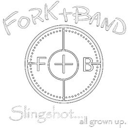 Fork Plus Band Slingshot Logo with tagline Slingshot All Grown Up.