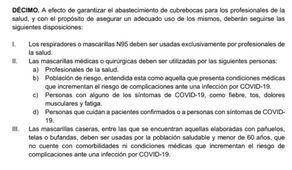 Mascarillas “hechizas” para ciudadanos; N95 y quirúrgicas para personal médico: restringe Corral
