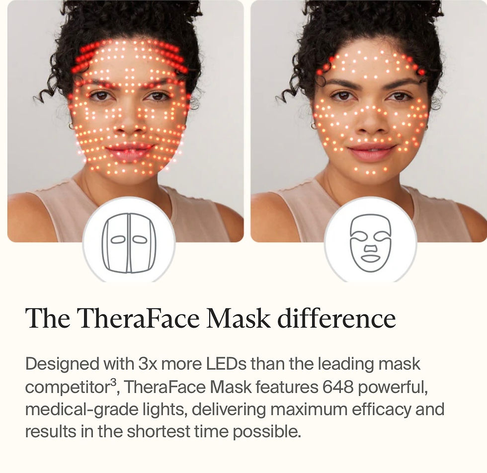 Close-up view of the Therabody LED Light Therapy Mask showing its full-face coverage design