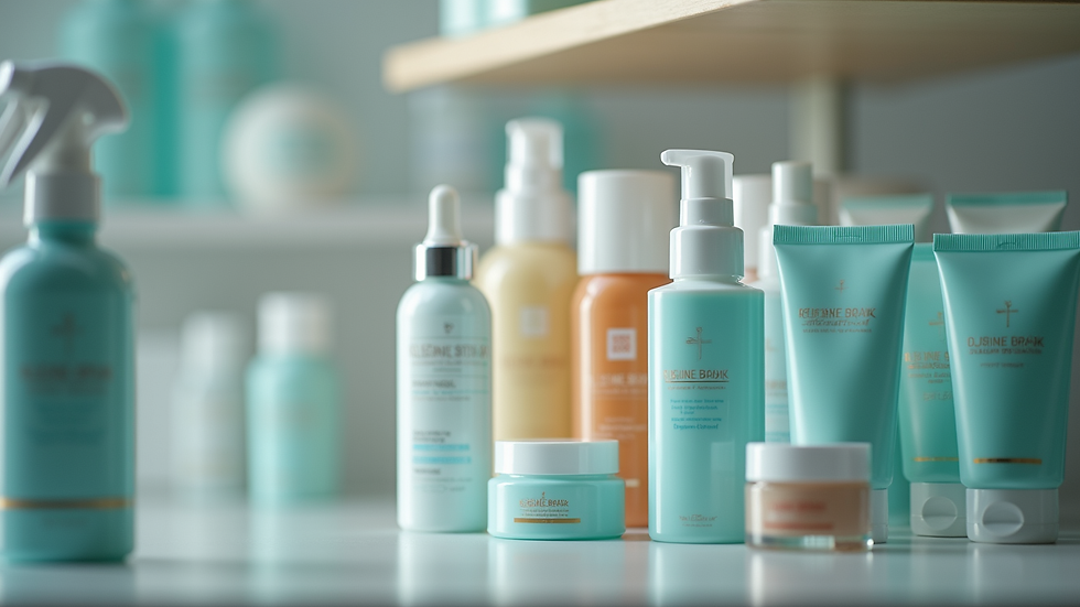 Eye-level view of a well-organized medical spa supply shelf