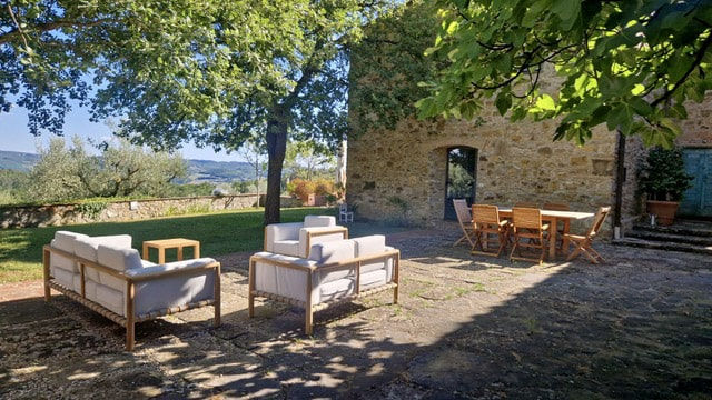 Courtyard seating and dining table