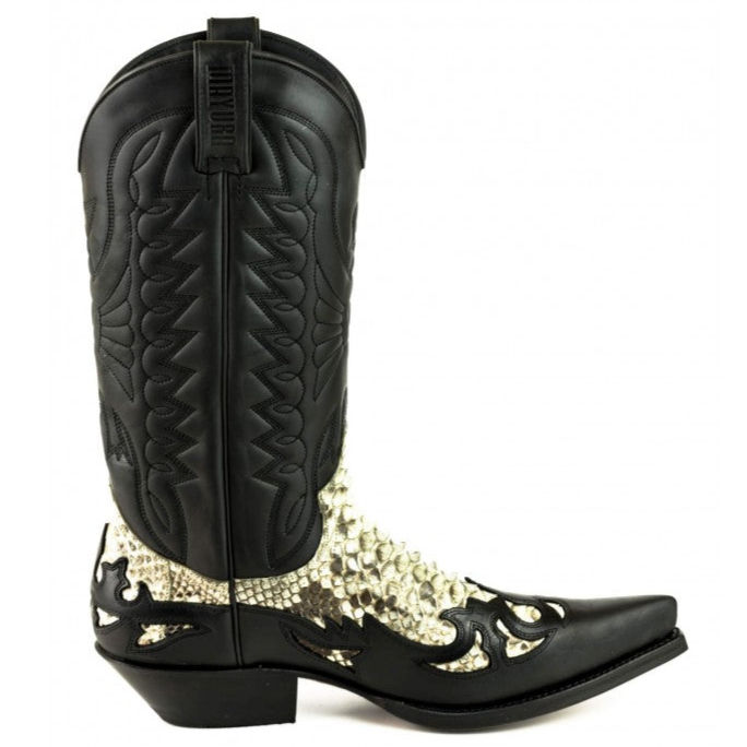 Thumbnail: Men's Mex Python & Oiled Cowhide Leather Cowboy Boots