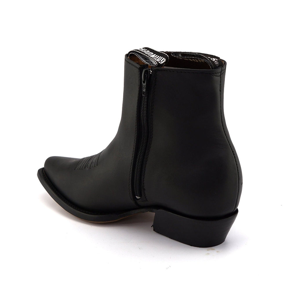 Thumbnail: Austin Black Zippered Western Cowboy Ankle Boots