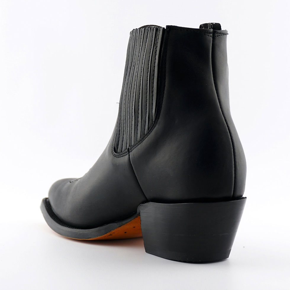 Thumbnail: Maverick Black Leather Western Cowboy Pointed Toe Ankle Boots