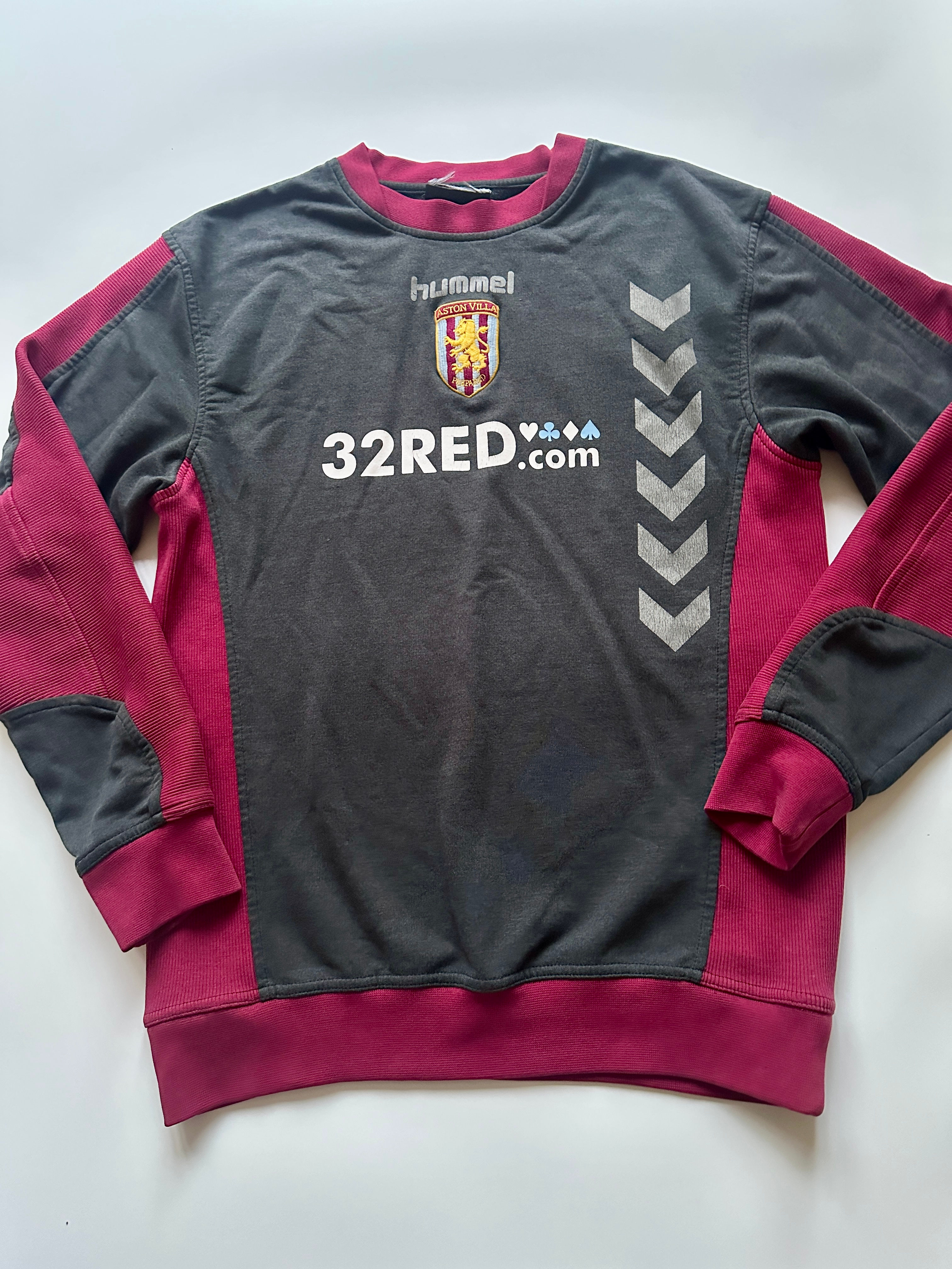 Aston Villa 2006 to 2007 claret and dark grey training jumper by Hummel authentic retro top for sale at Kitdrop