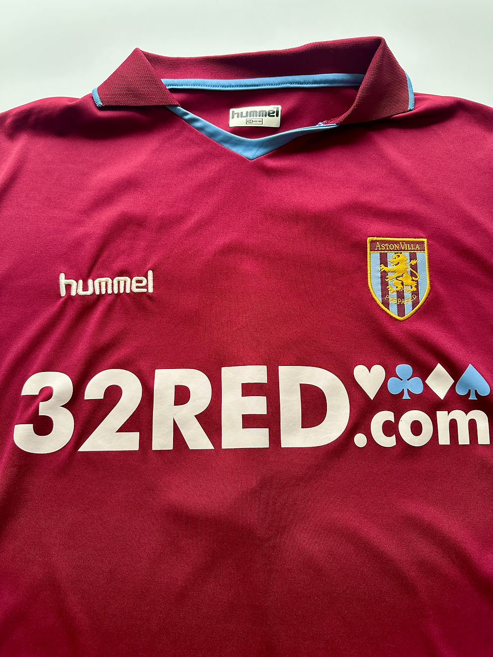 Aston Villa 2006 to 2007 Hummel home shirt crest detail authentic retro football shirt