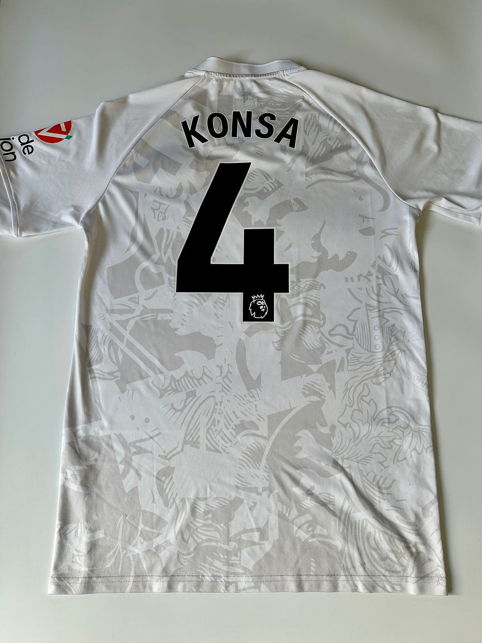 Aston Villa 2023 to 2024 away shirt with Konsa 4 printing authentic Castore Villa kit