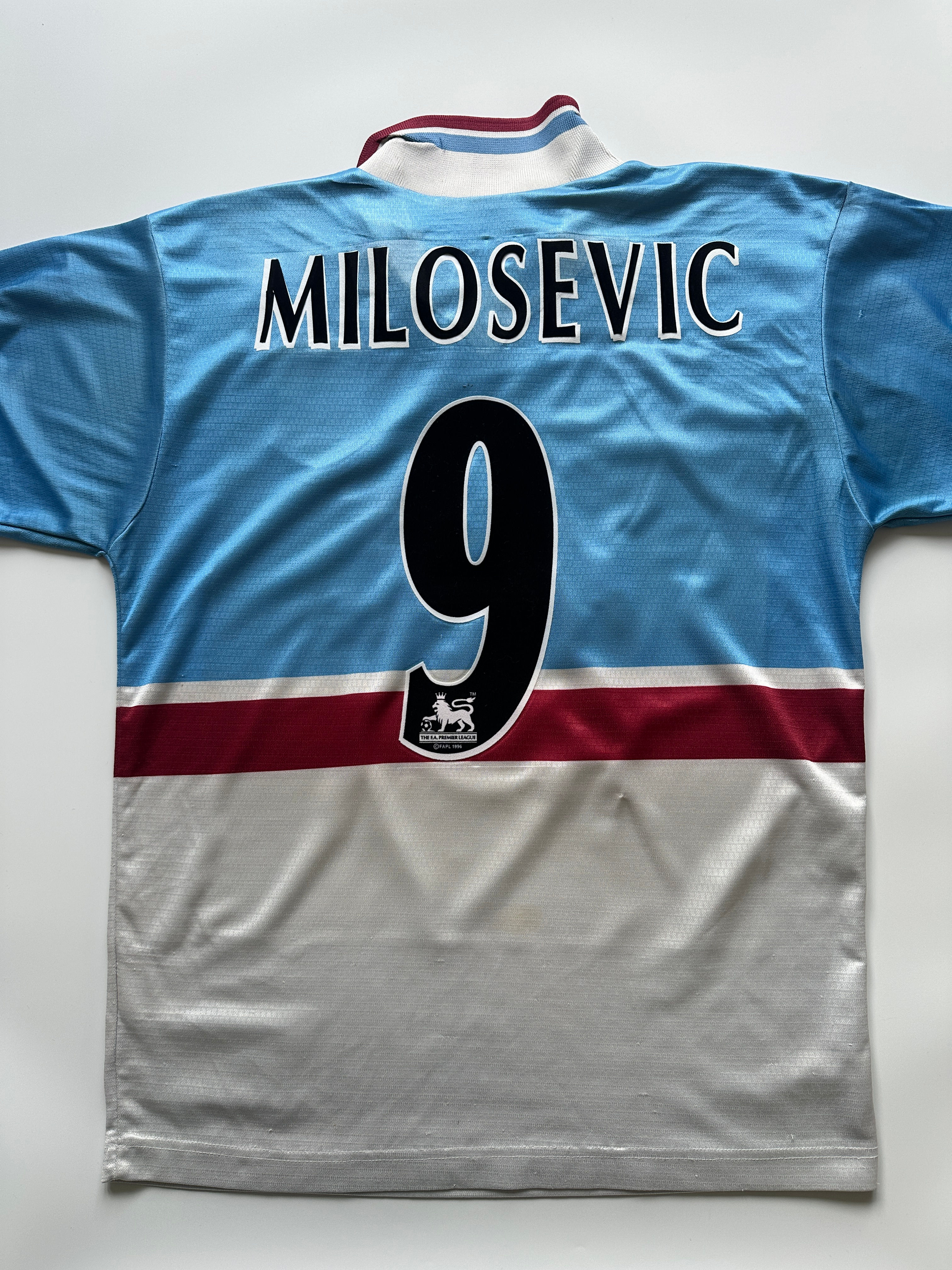 Buy Aston Villa 1997 to 1998 Away Football Shirt Milosevic 9 Reebok Retro Kit |