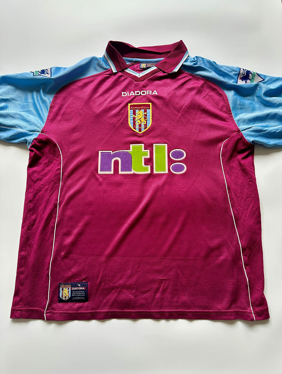 Thumbnail: Aston Villa 2000 to 2001 home football shirt by Diadora authentic Merson 10 kit for sale at Kitdrop