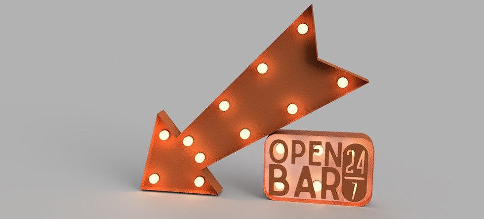 Thumbnail: Bar Open 24/7 Arrow Steel Marquee Sign 