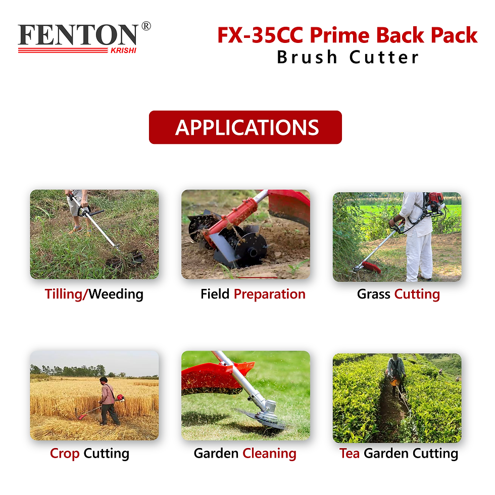 Thumbnail: FENTON Krishi 35CC 4 Stroke Brush Cutter with Tiller