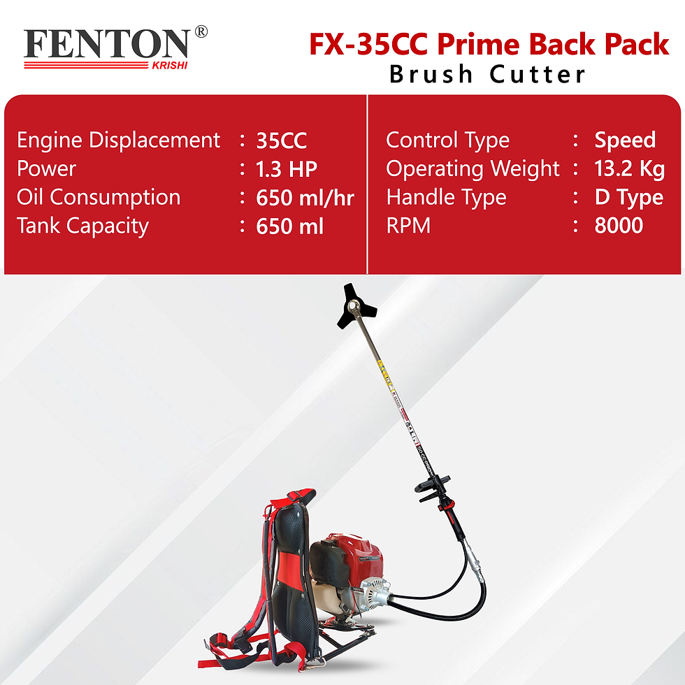 Thumbnail: FENTON Krishi 35CC 4 Stroke Brush Cutter with Tiller